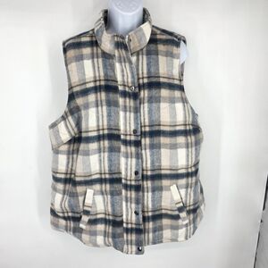 CJ Banks Plaid Winter Vests Womens 1X Faux Fur